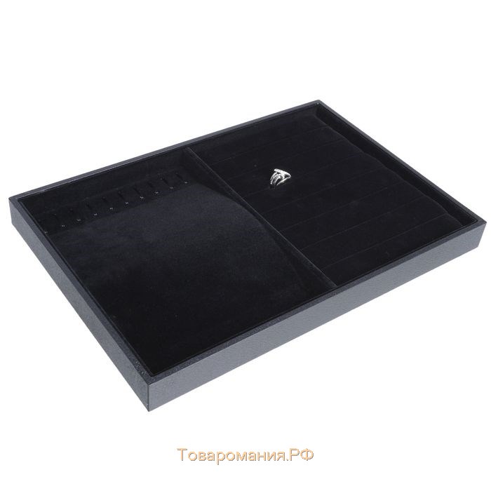 Подставка для украшений 10 крючков и 7 полос для колец, 35×24×3, цвет чёрный бархат