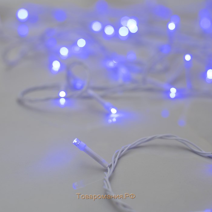 Гирлянда «Нить» 5 м, IP20, белая нить, 50 LED, свечение синее, 8 режимов, 220 В