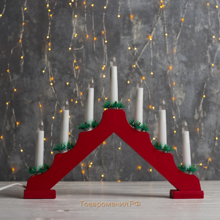 Светодиодная фигура «Рождественская горка» 39 × 31 × 5 см, дерево, 220 В, свечение тёплое белое