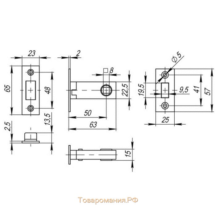 Защелка врезная Fuaro MAGNET M12-50-25 GP, цвет латунь