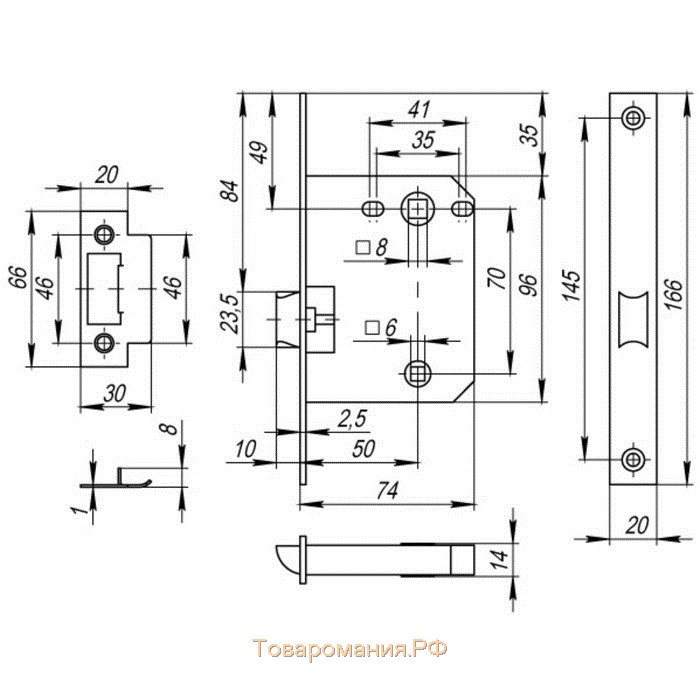 Защелка врезная Fuaro PLASTIC P72-50 AB, цвет бронза