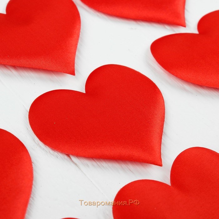 Сердечки декоративные, набор 12 шт., размер 1 шт: 6,5×5 см, цвет красный