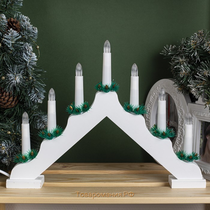 Светодиодная фигура «Рождественская горка» 39 × 29 × 4.5 см, дерево, 220 В, свечение тёплое белое