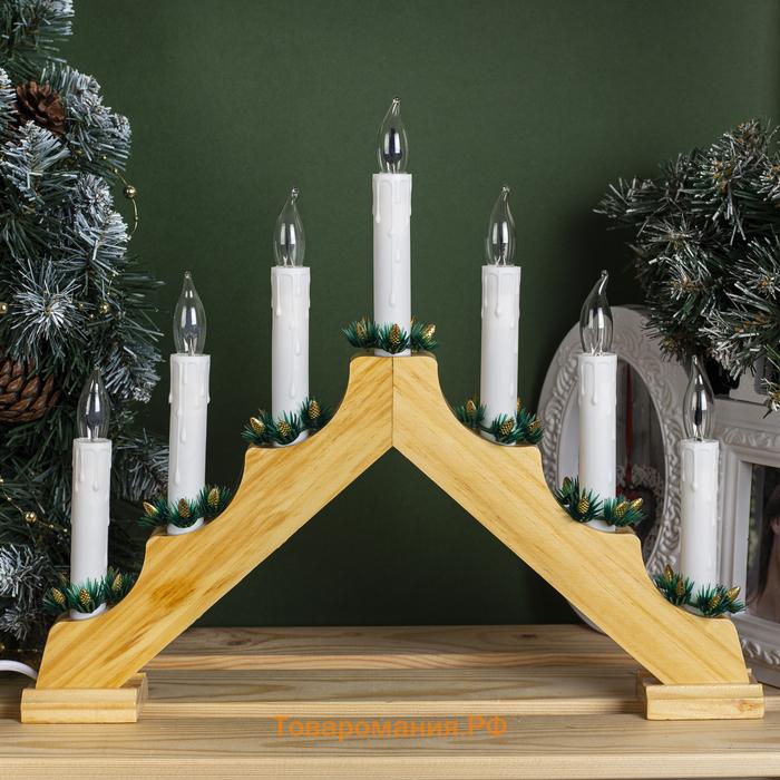 Светодиодная фигура «Рождественская горка» 39.5 × 33 × 5 см, дерево, 220 В, эффект пламени