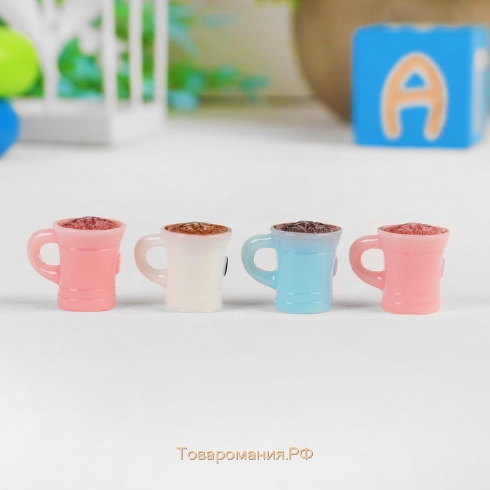 Миниатюра кукольная «Кофе», набор 4 шт, размер 1 шт: 1,5×2×1,2 см, цвета МИКС