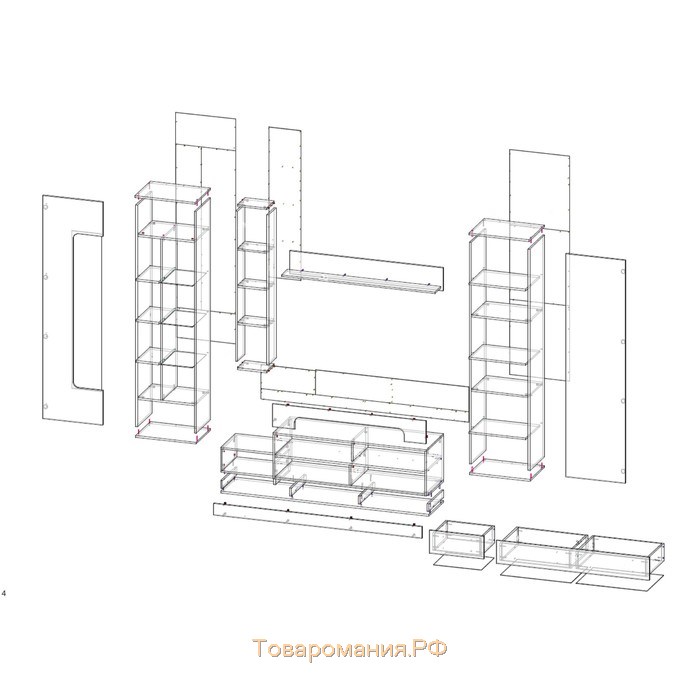 Гостиная Loft 20, 3000×473×1970 мм, цвет белый снег / чёрный