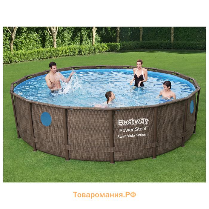 Бассейн каркасный Bestway Power Steel, 488×122 см, фильтр-насос, тент, лестница, 56725