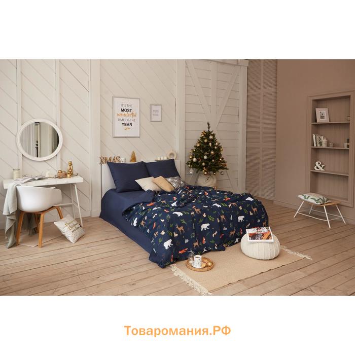 Постельное белье новогоднее "" 1.5 сп Winter animals 143*215 см, 150*214 см, 70*70 см - 2 штуки