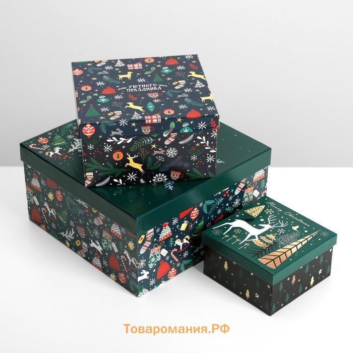 Набор подарочных коробок 10 в 1 «Новогодний», 10 × 10 × 6 ‒ 28 × 28 × 15 см