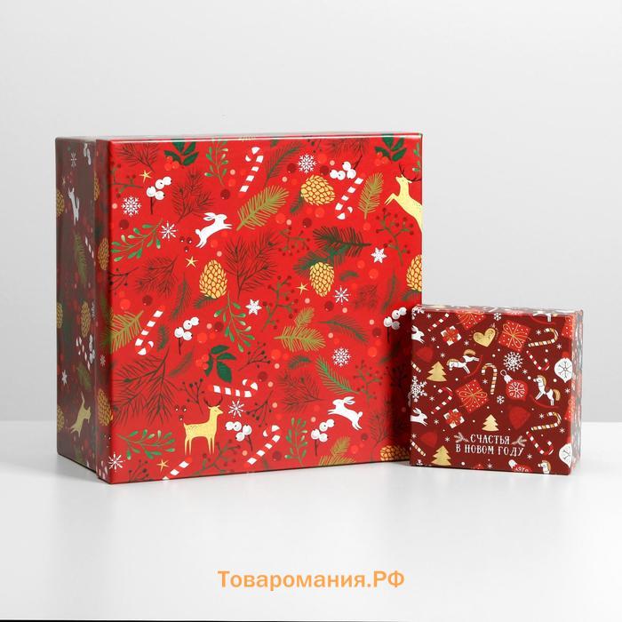 Набор подарочных коробок 10 в 1 «Новогодний», 10 × 10 × 6 ‒ 28 × 28 × 15 см