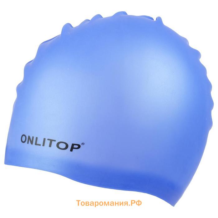 Шапочка для плавания взрослая ONLYTOP, силиконовая, обхват 54-60 см, цвета МИКС