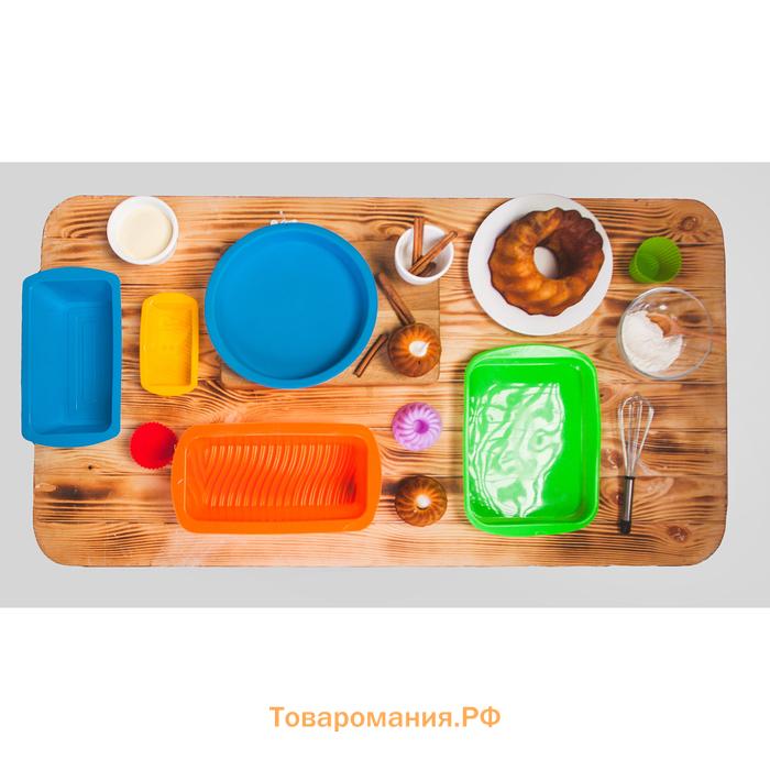 Форма для выпечки  «Хлеб. Полосы», силикон, 27,5×13,5×7 см, внутр.размер 23,5×11 см, цвет персиковый