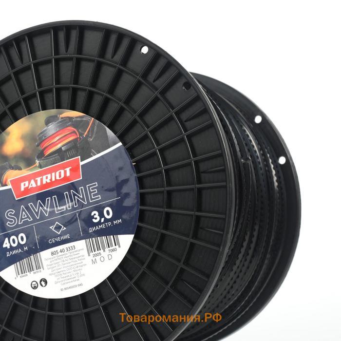 Леска PATRIOT Sawline, d=3 мм, 400 м, квадрат, пилообразный профиль