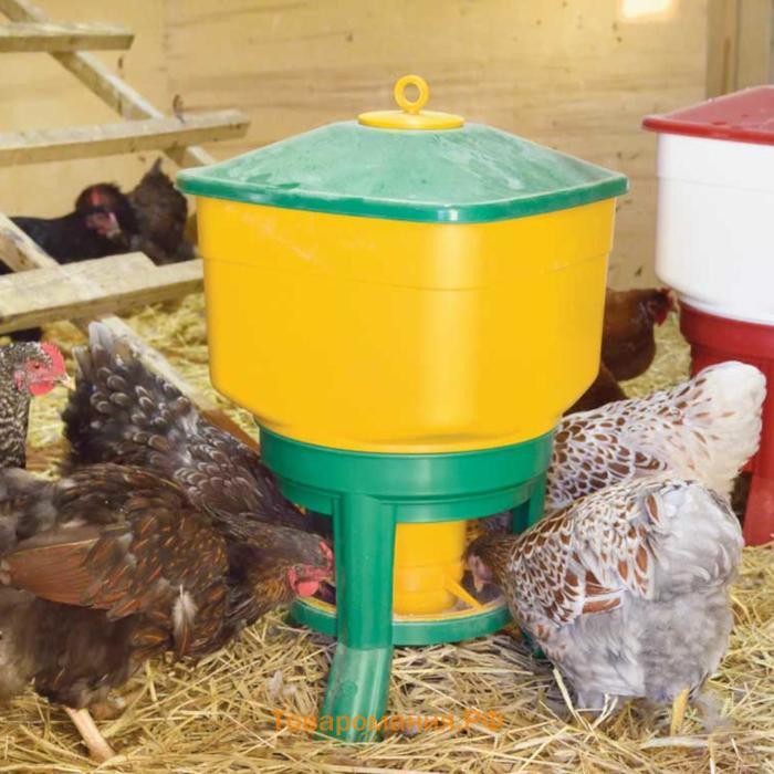 Кормушка бункерная для домашней птицы на 28 кг, на ножках, пластик, Kubic Premium