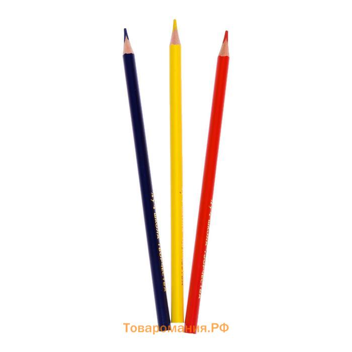 Цветные карандаши 6 цветов "Школа Творчества", трёхгранные