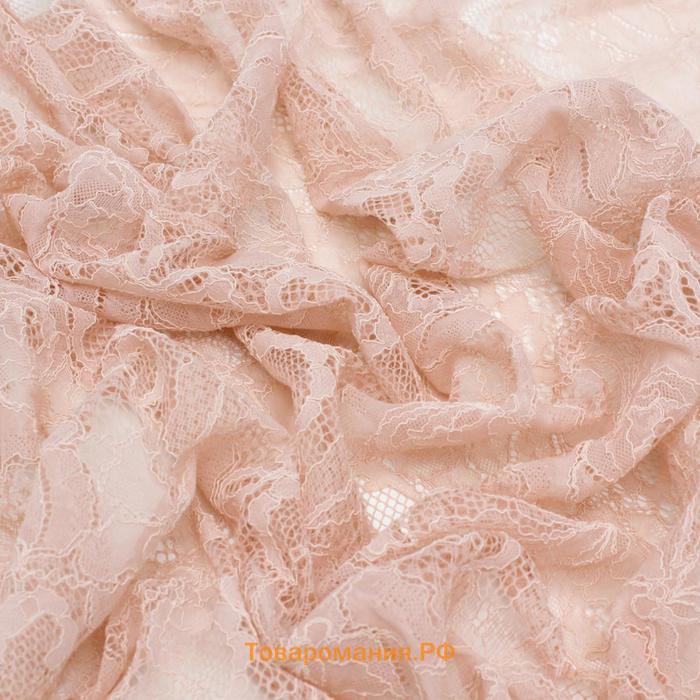 Кружевное полотно, гипюр, гладкокрашенный, стрейч, ширина 150 см, цвет розовый