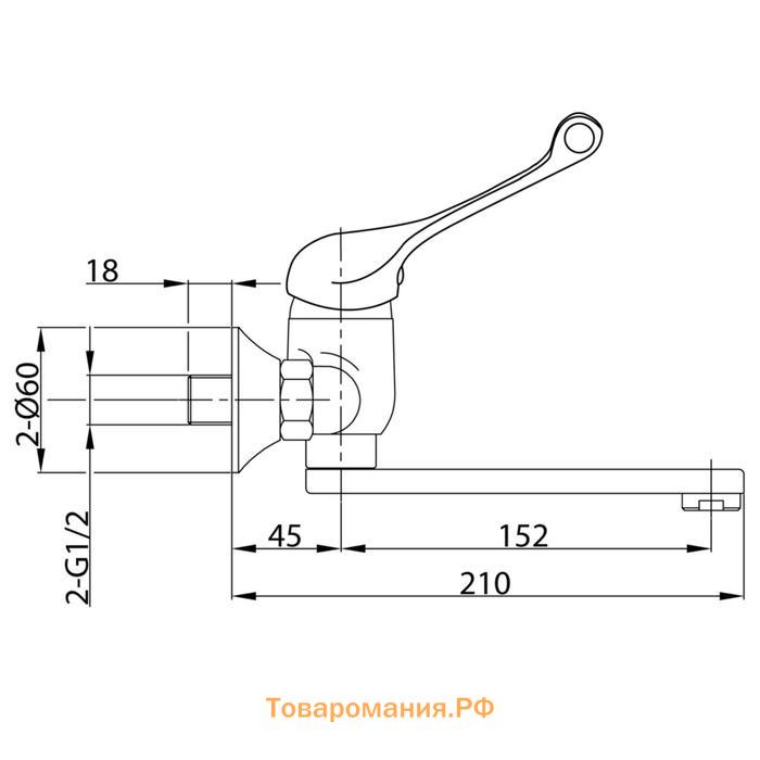 Смеситель для кухни Istok life 0402.976, настенный, хирургическая ручка, хром