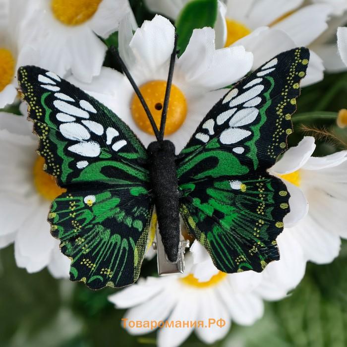 Бабочки для декора и флористики, на прищепке, пластиковые, черные, микс, 5 см и 8 см