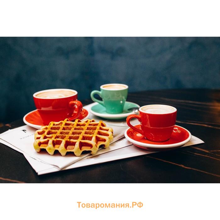 Кофейная пара Magistro Coffee time, чашка 80 мл, блюдце d=12,5 см, фарфор, красная