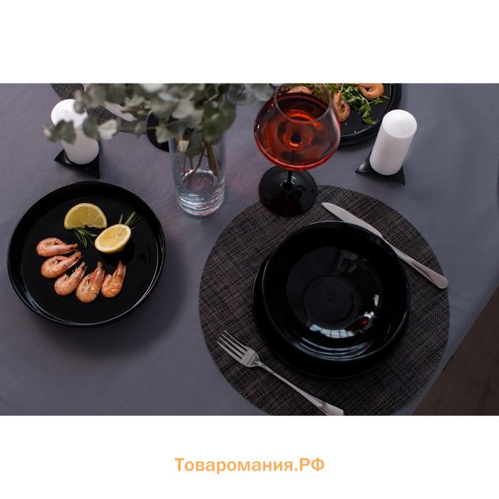 Набор посуды Magistro La palla, 7 предметов: тарелка d=23 см, 2 тарелки d=23.2 см, 2 тарелки 1000 мл, 2 салатника 1000 мл, фарфор, чёрный