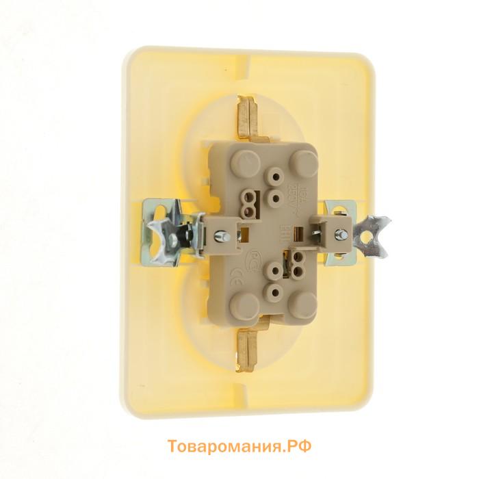 Розетка двухместная Lighting "Орион", 16 А, скрытая, с з/к, бежевая