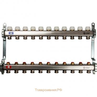 Коллекторная группа STOUT SMS 0922 000011, 1"х3/4", 11 выходов, без расходомеров, нерж сталь