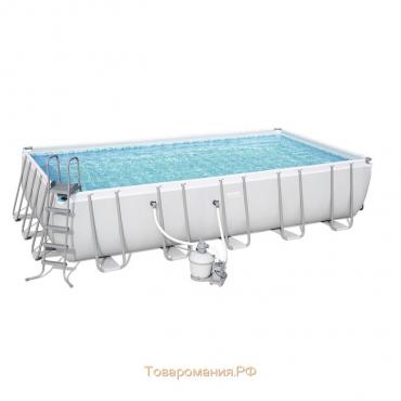 Бассейн каркасный Bestway Power Steel 56671, 488×244×122 см, песчаный фильтр-насос, лестница, тент, прямоугольный