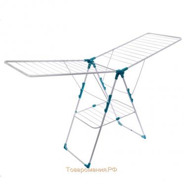Сушилка для белья двухуровневая, рабочая длина 21 м, белая