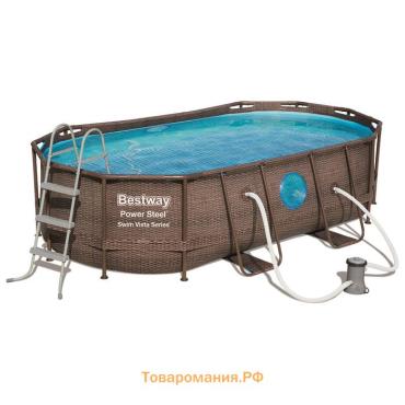 Бассейн каркасный Bestway Power Steel Swim Vista, 427×250×100, фильтр-насос, лестница, тент, 56714