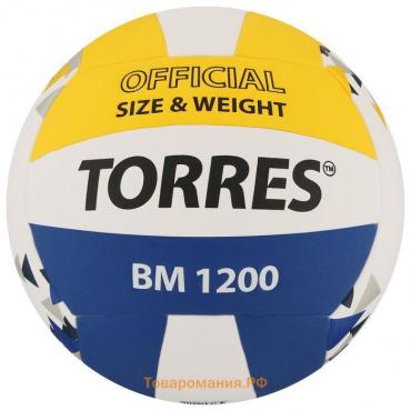 Волейбольный мяч TORRES BM1200, V42335, клееный, 18 панелей, р. 5, microfiber PU