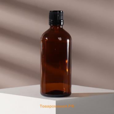 Бутылочка стеклянная для хранения, с капельным дозатором, 100 мл, цвет чёрный/коричневый