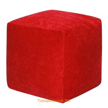 Пуфик «Куб», микровельвет, красный