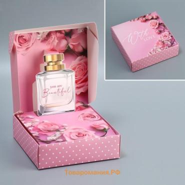 Коробка подарочная складная, упаковка, With love, 16.5 х 16.5 х 5 см